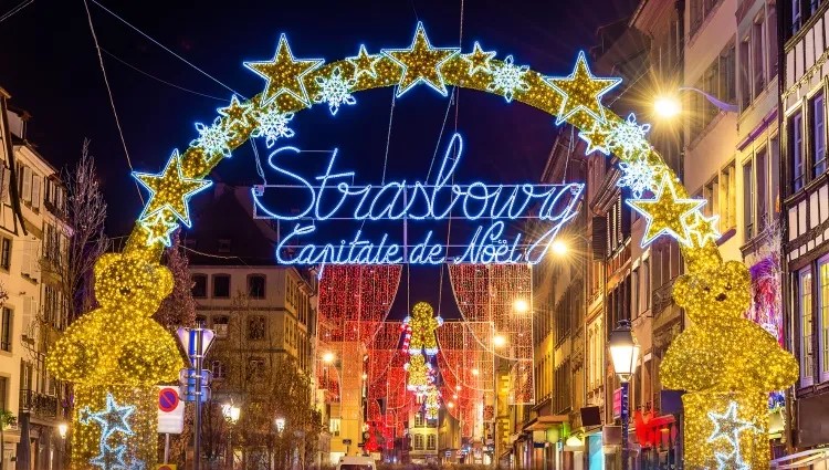 Marché de Noël de nuit à Strasbourg